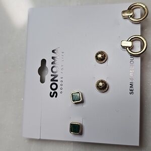 Sonoma Goldtone Semi-precious Earring Trio